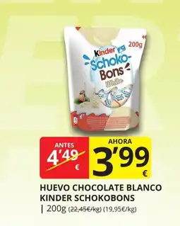 Supermercados MAS KINDER SCHOKOBONS Huevo chocolate blanco oferta