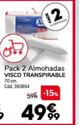 Conforama VISCO TRANSPIRABLE Pack 2 Almohadas oferta