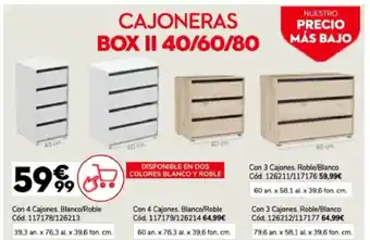 Conforama Con 4 Cajones. Blanco/Roble oferta