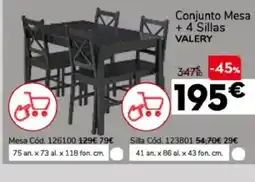 Conforama VALERY Conjunto Mesa + 4 Sillas oferta