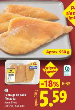 Lidl Pechuga de pollo fileteada oferta