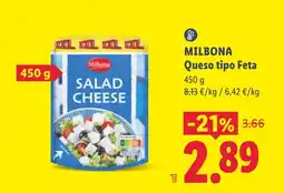 Lidl MILBONA Queso tipo Feta oferta