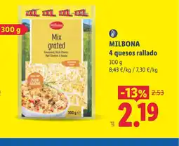 Lidl MILBONA 4 quesos rallado oferta