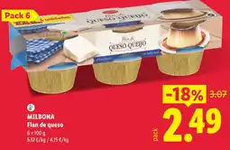 Lidl MILBONA Flan de queso oferta