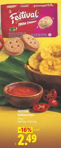 Lidl FESTIVAL Galletas fresa oferta