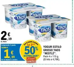 E.Leclerc NESTLÉ Yogur estilo griego yaos oferta
