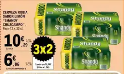 E.Leclerc SHANDY CRUZCAMPO Cerveza rubia sabor limón oferta