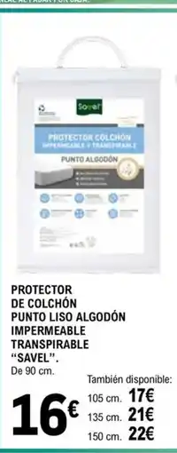 E.Leclerc SAVEL Protector de colchón punto liso algodón impermeable transpirable oferta