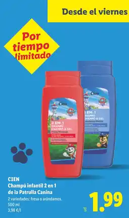 Lidl CIEN Champú infantil 2 en 1 de la Patrulla Canina oferta