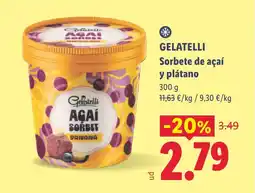 Lidl GELATELLI Sorbete de açaí y plátano oferta