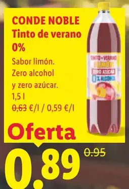 Lidl CONDE NOBLE Tinto de verano 0% oferta