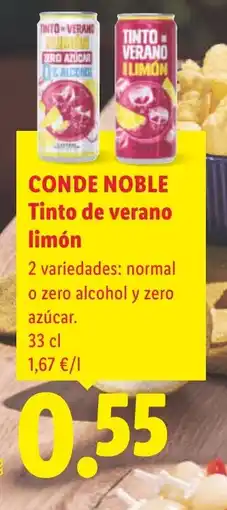 Lidl CONDE NOBLE Tinto de verano limón oferta