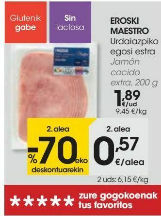 Eroski Jamón cocido extra eroski oferta