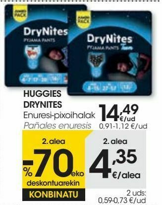 Eroski Pañales enuresis huggies drynites oferta