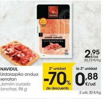 Eroski Navidul jamón curado lonchas, 96 g oferta