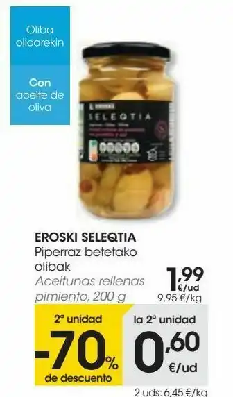 Eroski Eroski seleqtia aceitunas rellenas pimiento oferta