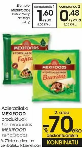 Eroski Mexifoods tortilla wrap de trigo oferta