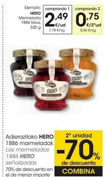 Eroski Hero mermelada 1886 fresa oferta