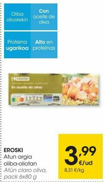 Eroski Eroski atún claro oliva oferta