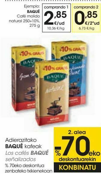 Eroski Baqué café molido natural oferta