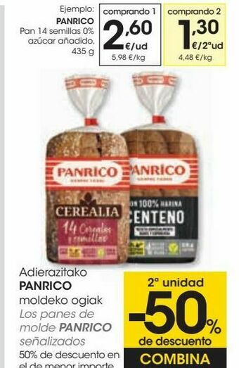 Eroski Panrico pan 14 semillas 0% azúcar añadido oferta