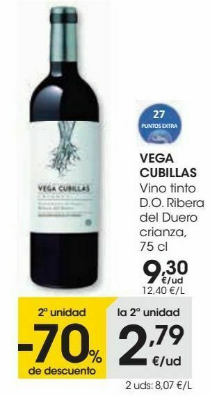 Eroski Vega cubillas vino tinto d.o. ribera del duero crianza oferta