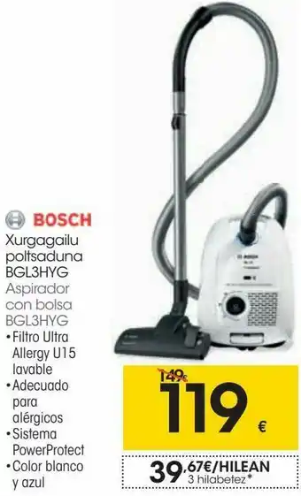 Eroski Bosch aspirador con bolsa bgl3hyg oferta