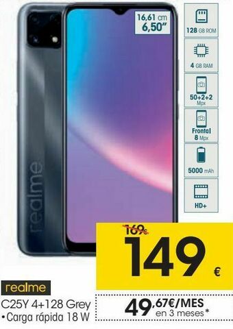 Eroski Realme c25y 4+128 grey oferta