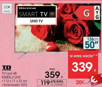 Eroski Td systems tv led 4k k50dlj12us oferta