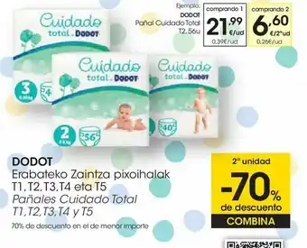 Eroski Dodot pañales cuidado total t1,t2,t3,t4 y t5 oferta