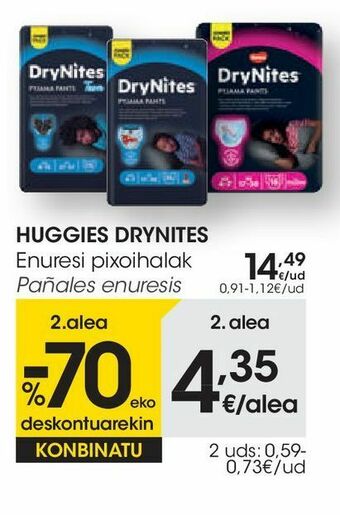 Eroski Huggies drynites pañales enuresis oferta