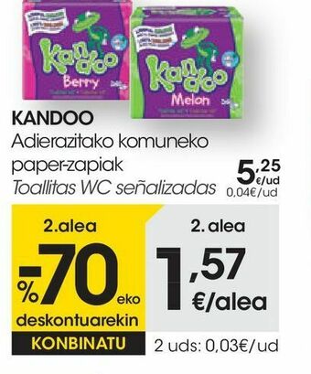 Eroski Kandoo toallitas wc señalizadas oferta
