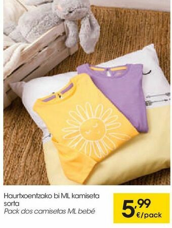 Eroski Pack dos camisetas ml bebé oferta