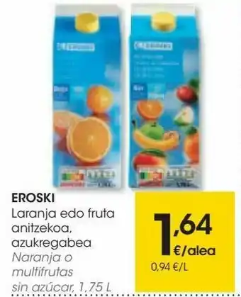 Eroski Naranja o multifrutas sin azúcar eroski oferta