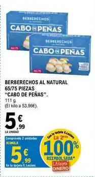 E.Leclerc Cabo de peñas - berberechos al natural 65/75 piezas oferta