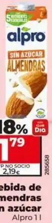 Dia Alpro - bebida de almendras sin azucar oferta