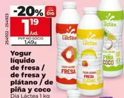 Dia Dia lactea - yogur líquido de fresa/de tresa y plátano/de piña y coco oferta