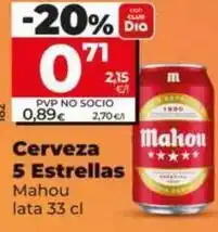 Dia Mahou - cerveza 5 estrellas oferta