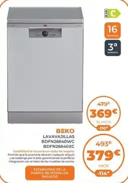 Pascual Martí BEKO Lavavajillas bdfn26640wc bdfn26640xc oferta