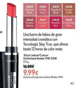 Oriflame The one - stick labia colour unlimited matte oferta