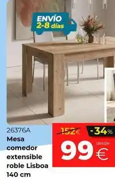 Ahorro Total Mesa comedor extensible roble lisboa oferta