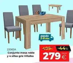Ahorro Total Conjunto mesa roble y 4 sillas gris oferta