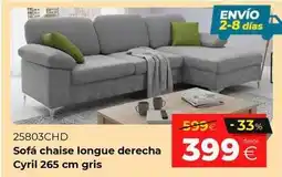 Ahorro Total Sofa chaise longue derecha cyril 265 cm gris oferta