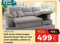 Ahorro Total Sofa cama chaise longue derecha álvaro 265 cm con arcón abatible, cojines no incluidos oferta