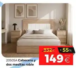 Ahorro Total Cabecero y dos mesitas roble oferta
