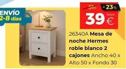 Ahorro Total 51 - mesa de noche hermes roble blanco 2 cajones oferta