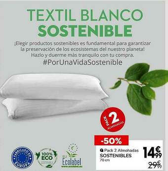 Conforama Pack 2 Almohadas Sostenibles oferta