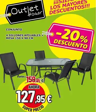 4 sillones apilables mesa