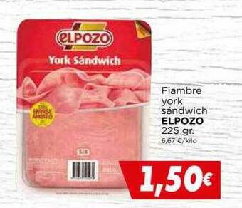 Supermercados Piedra Fiambre York Sándwich Elpozo oferta