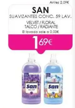 Muchas Perfumerías San - suavizantes conc. 59 lav. velvet / floral talco / radiante oferta